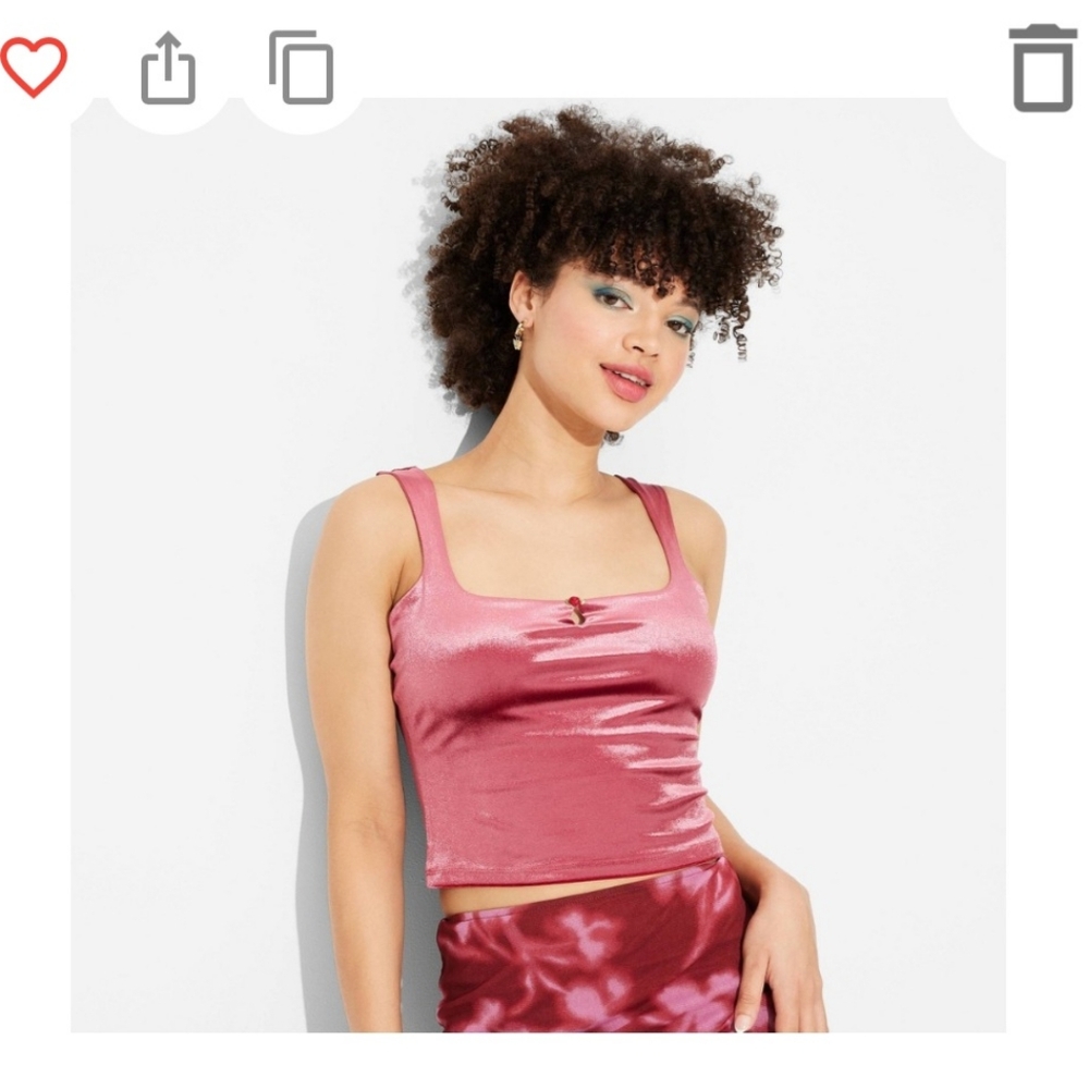 Womens Wild Fable Pink Velour Tank Top
